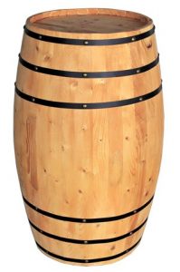 a wine barrel on a white background