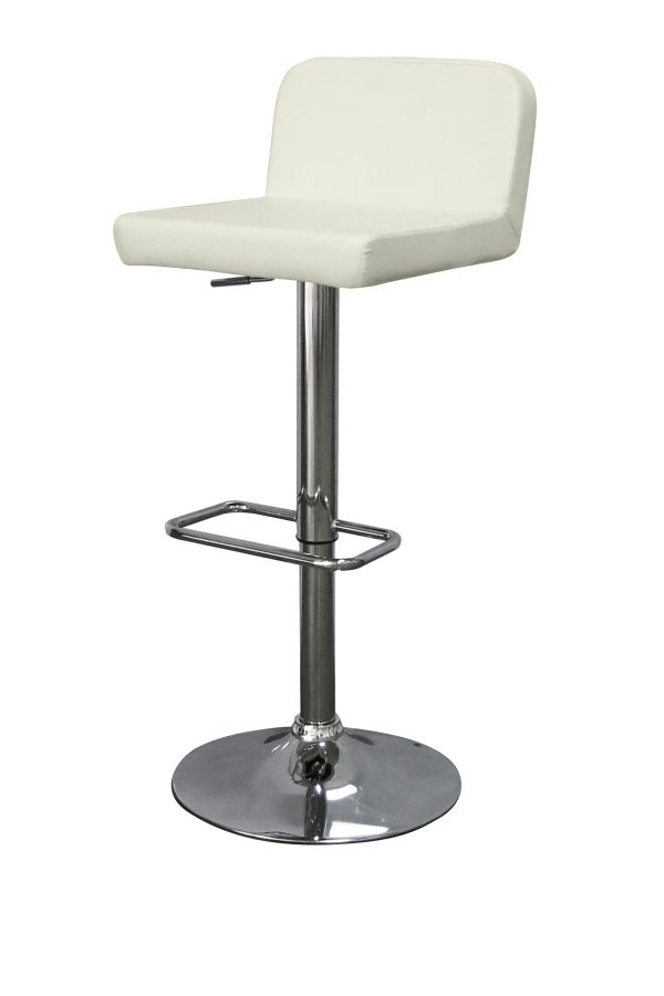 a white lush bar stool with a chrome base