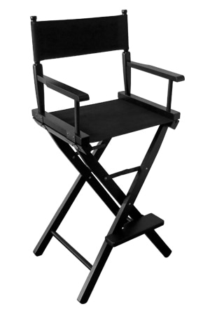 A black Director Barstool on a white background.