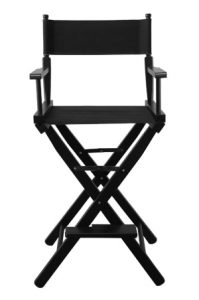 a black director barstool on a white background