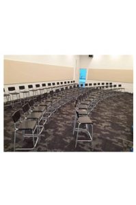 a row of herman high stools in a classroom