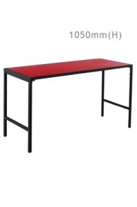 a barcelona long bar table black™ with a red top and black legs