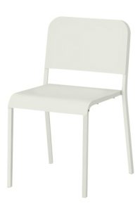 a white mell chair on a white background