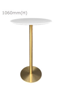 VALO BAR TABLE - GOLD & ROUND TOP - WHITE (BT2 - G - RW)