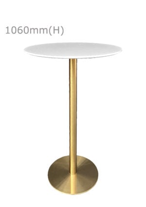VALO BAR TABLE - GOLD & ROUND TOP - WHITE (BT2 - G - RW)