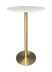 VALO BAR TABLE - GOLD & ROUND TOP - WHITE (BT2 - G - RW)