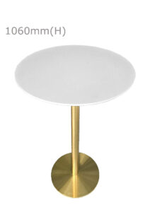 VALO BAR TABLE - GOLD & ROUND TOP - WHITE (BT2 - G - RW)