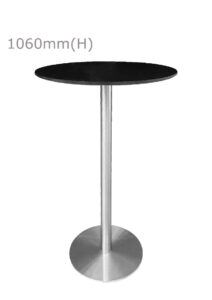 VALO BAR TABLE - SILVER & ROUND TOP - BLACK (BT2 - S - RB)