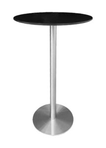 VALO BAR TABLE - SILVER & ROUND TOP - BLACK (BT2 - S - RB)