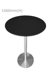 VALO BAR TABLE - SILVER & ROUND TOP - BLACK (BT2 - S - RB)