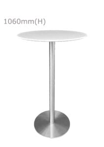 VALO BAR TABLE - SILVER & ROUND TOP - WHITE (BT2 - S - RW)