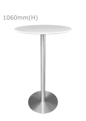 VALO BAR TABLE - SILVER & ROUND TOP - WHITE (BT2 - S - RW)