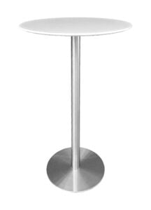 VALO BAR TABLE - SILVER & ROUND TOP - WHITE (BT2 - S - RW)