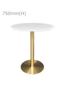 VALO MEETING TABLE - GOLD & ROUND TOP - WHITE (TB27 - G - RW)