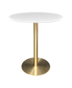 VALO MEETING TABLE - GOLD & ROUND TOP - WHITE (TB27 - G - RW)