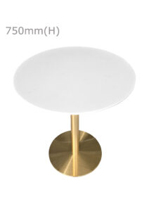 VALO MEETING TABLE - GOLD & ROUND TOP - WHITE (TB27 - G - RW)