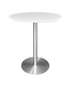 VALO MEETING TABLE - SILVER & ROUND TOP - WHITE (TB27 - S - RW)