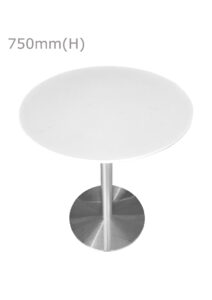 VALO MEETING TABLE - SILVER & ROUND TOP - WHITE (TB27 - S - RW)