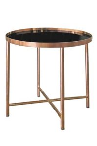 a richmond side coffee table with a black glass top