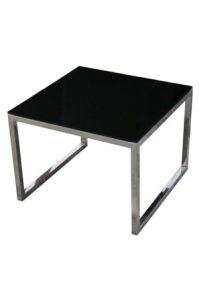 a lyon coffee table with a metal frame and glass top