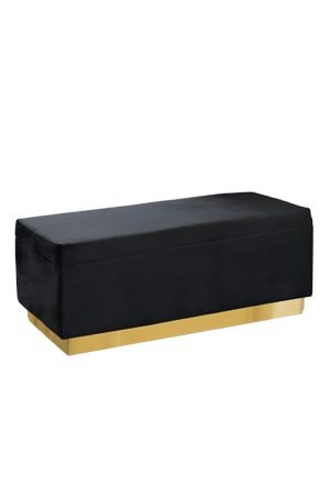 a black velvet hudson long bench with gold legs