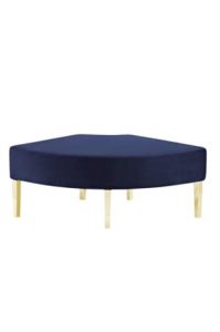 a blue broadway curve bench™ with gold legs