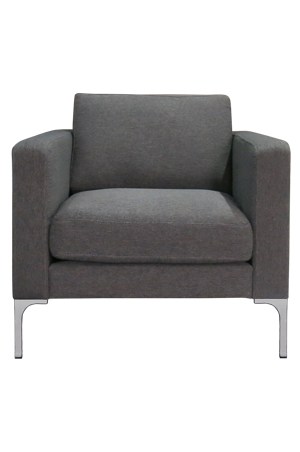 a gray upholstered paramount sofa™ single seater on a white background