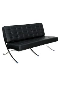a replica barcelona sofa three seater with chrome legs on a white background