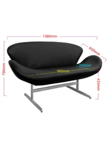 SWAN SOFA - DOUBLE SEATER - BLACK (SF13 - DB)