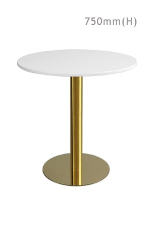 A Cooper Round Table Gold with a white top.