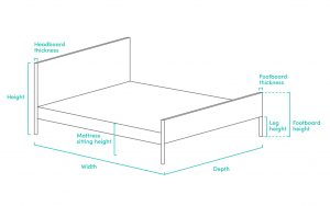 a diagram showing the dimensions of an ashley queen bed light grey