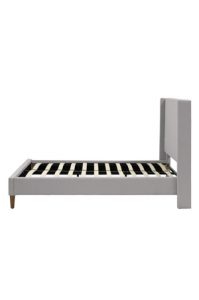 A Hamilton Queen Bed - Light Grey with a slatted base and wooden slats.