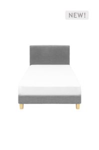 a straford super single bed headboard light grey with a grey upholstered headboard