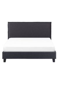 A Napier Queen Bed - Graphite Black with a white headboard.