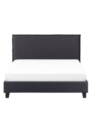 a napier queen bed graphite black with a white headboard