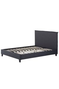 A Napier Queen Bed - Graphite Black with a slatted headboard.