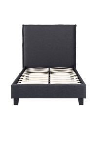 a napier super single bed graphite black upholstered bed frame with wooden slats