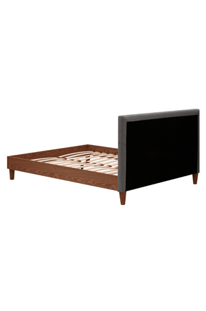 the oaksford queen bed walnut is a bed frame with a wooden headboard and footboard