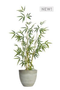 a faux calathea tree 110cm in grey planter on a white background
