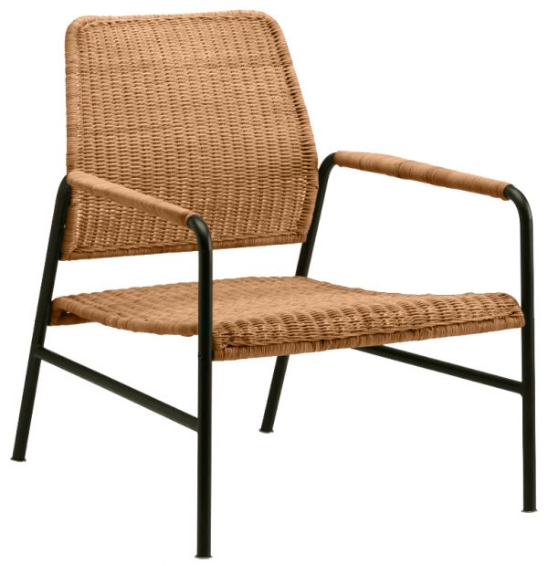 a cayman rattan armchair with a black frame