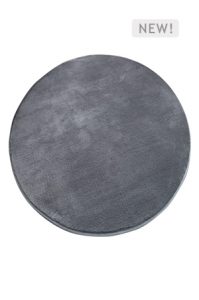 a rug round dark grey on a white background