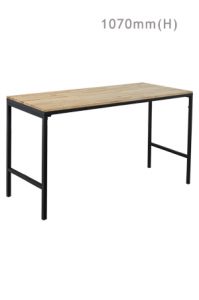 a barcelona long bar table black™ with a wooden top and black legs