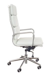 a replica eames padded executive high back chair on a white background