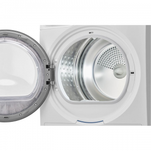 A 7kg UltimateCare™ 700 Condenser Dryer with the door open on a white background.