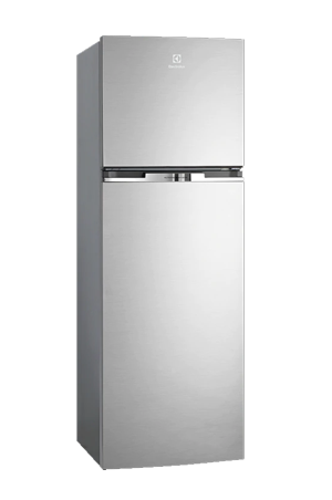 A 320L NutriFresh® Inverter Top Mount Refrigerator, Artic Silver on a white background.