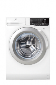 a white 8kg ultimatecare™ 500 washing machine on a white background