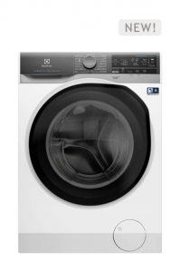 a white 85kg ultimatecare™ 900 washer dryer with the door open