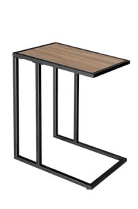 a side wal coffee table with a wooden top and metal frame