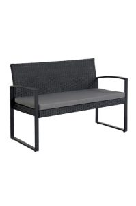 A black Outback Outdoor – Double Seater with grey cushions on a white background.