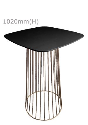 Replica Birdcage Bar Table - Gold & Squarish Top - Black